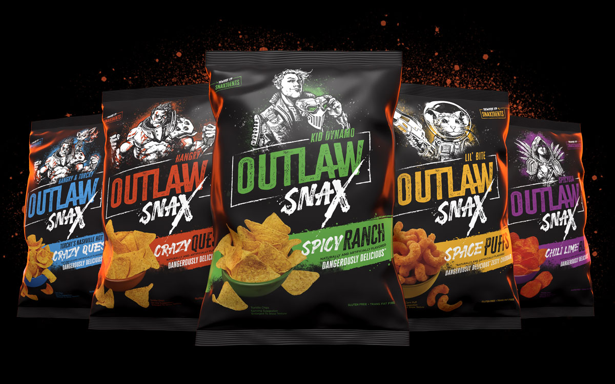 Outlaw Snax - Crazy Queso, Spicy Ranch, Torchy's Crazy Queso, Space Puffs & Chili Lime Blaze Tortilla Chips